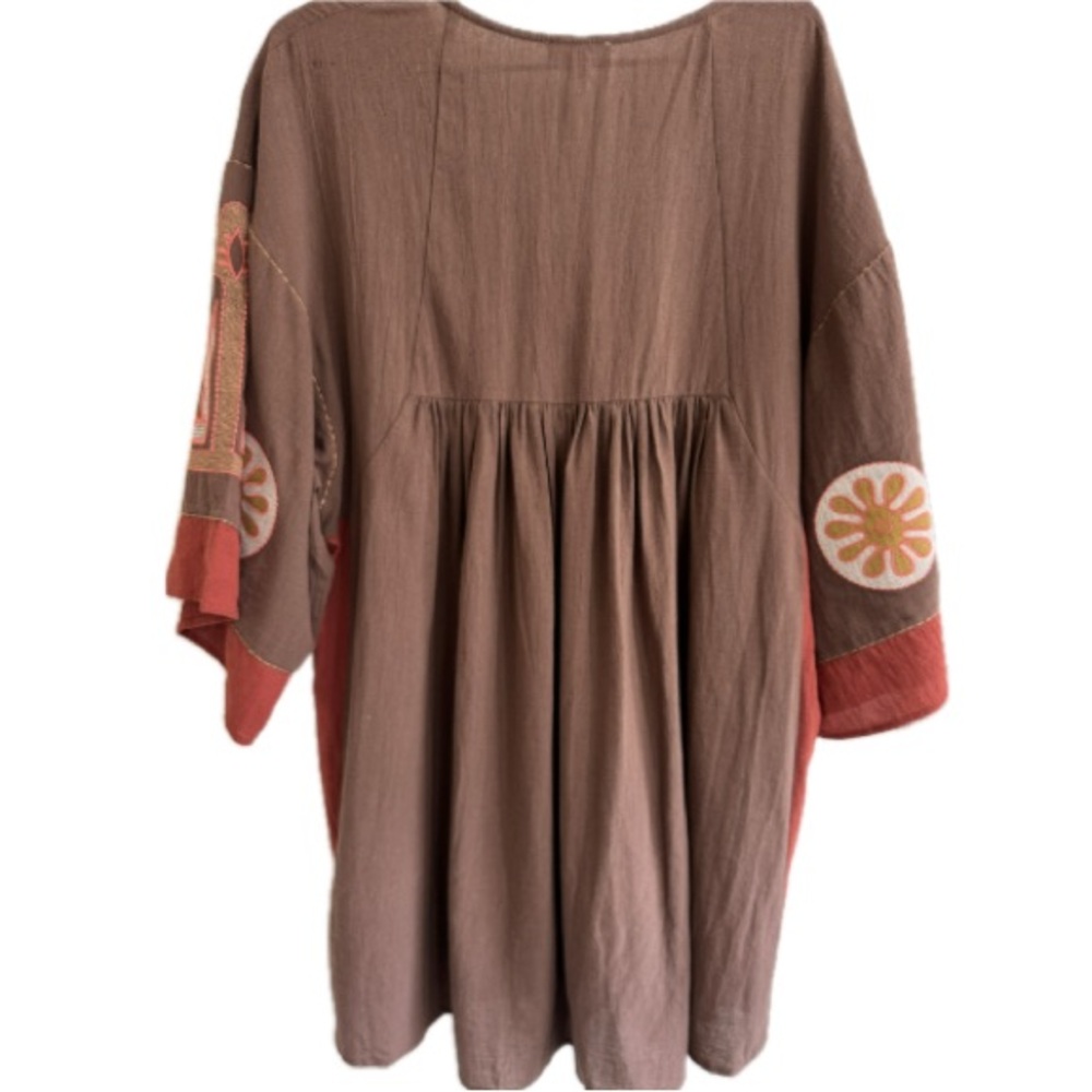 Easel Los Angeles Embroidered Boho Tunic Dress Mocha Brown Festival NWT S - Picture 3 of 8